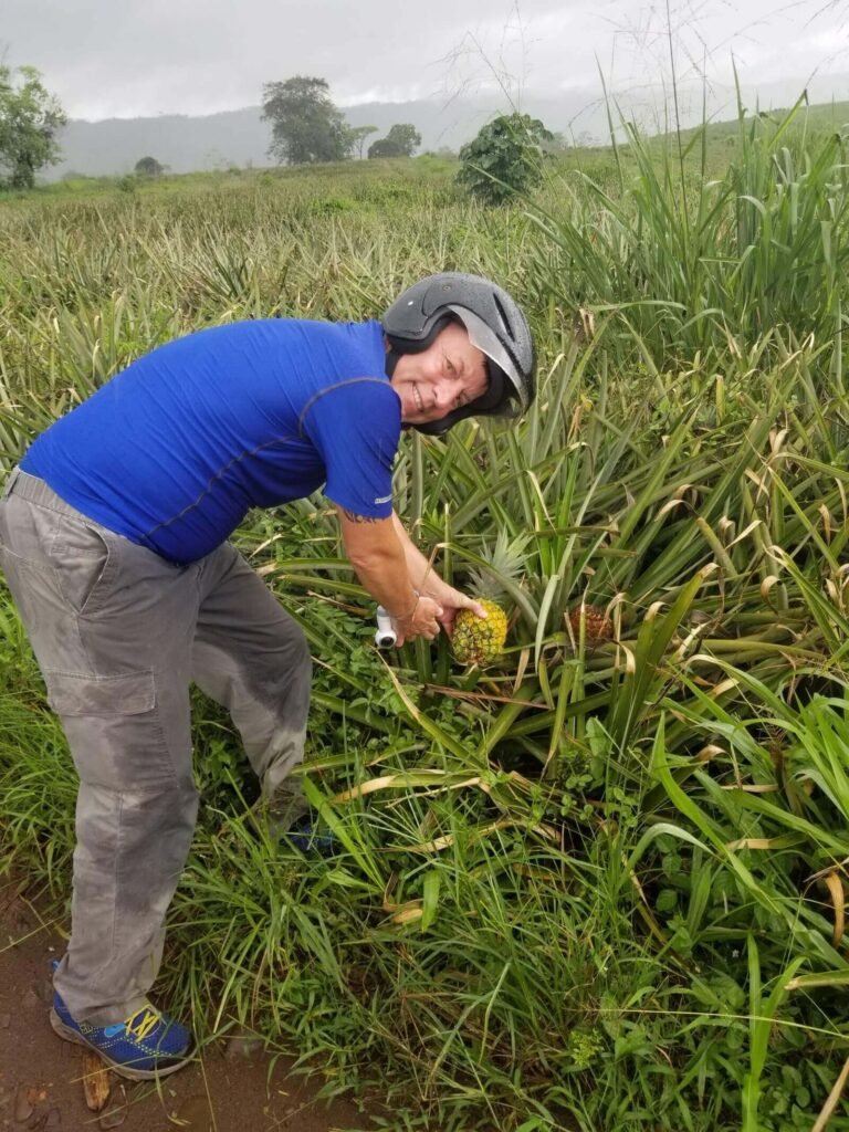 Rio Celeste ATV Tour Guest Picking Pineapples